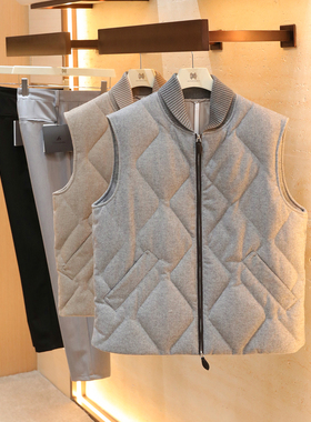 意式奢华2025秋冬季新款男士高端羊毛混纺90白鹅绒羽绒服马甲1489