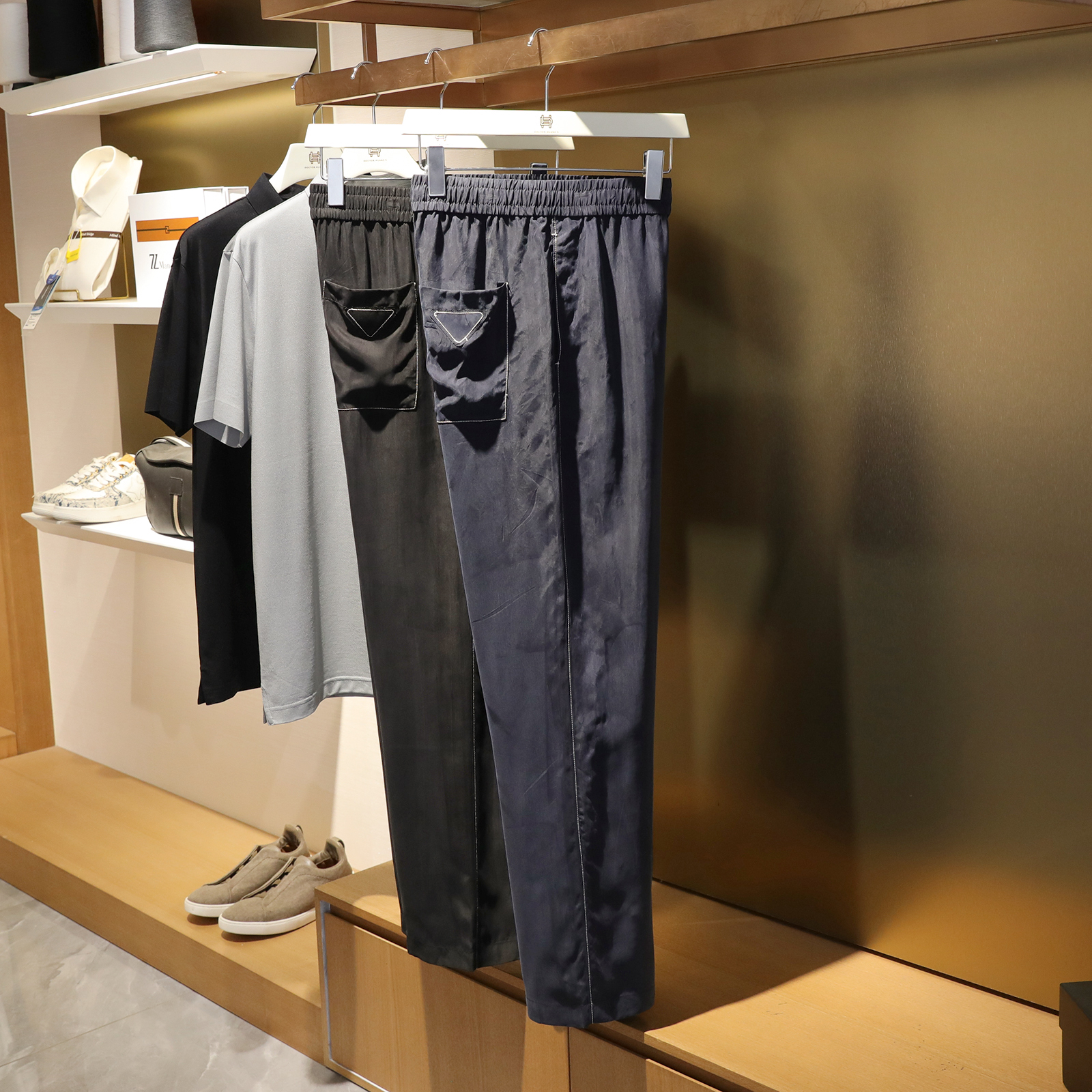 2025夏季新款男士户外慵懒风铜氨丝凉感透气垂坠阔腿直筒长裤1072