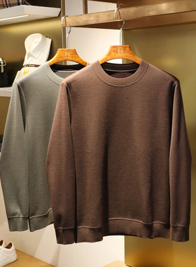 2024秋冬季新款男士户外羊毛混纺针织衫内里一体加绒长袖T恤9533