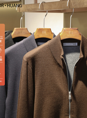 2024春秋季新款男士商务休闲毛衣高端蚕丝羊毛针织拉链衫卫衣9398