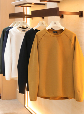 高性价比2025秋冬季新款男叠穿T恤宽松长袖圆领华夫格打底衫1543