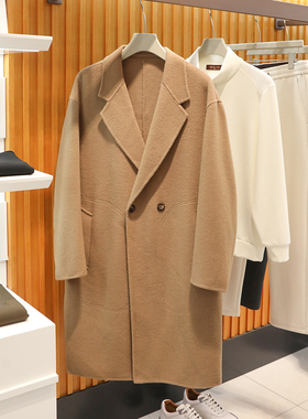 年终清仓秋冬新款韩版商务休闲廓型羊毛羊绒双排扣双面呢大衣9704