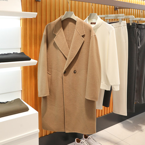 年终清仓秋冬新款韩版商务休闲廓型羊毛羊绒双排扣双面呢大衣9704