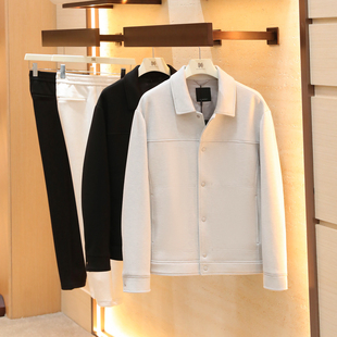 2025秋新款 商务休闲高级感含莱赛尔羊毛混纺针织夹克外套1514 男士