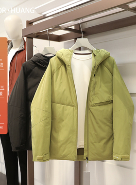 城市机能风男士冬季新款90白鸭绒户外运动工装羽绒服连帽外套9713