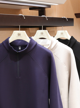 2025秋冬新款男士叠穿内搭打底T恤针织空气层半高领加绒卫衣1770