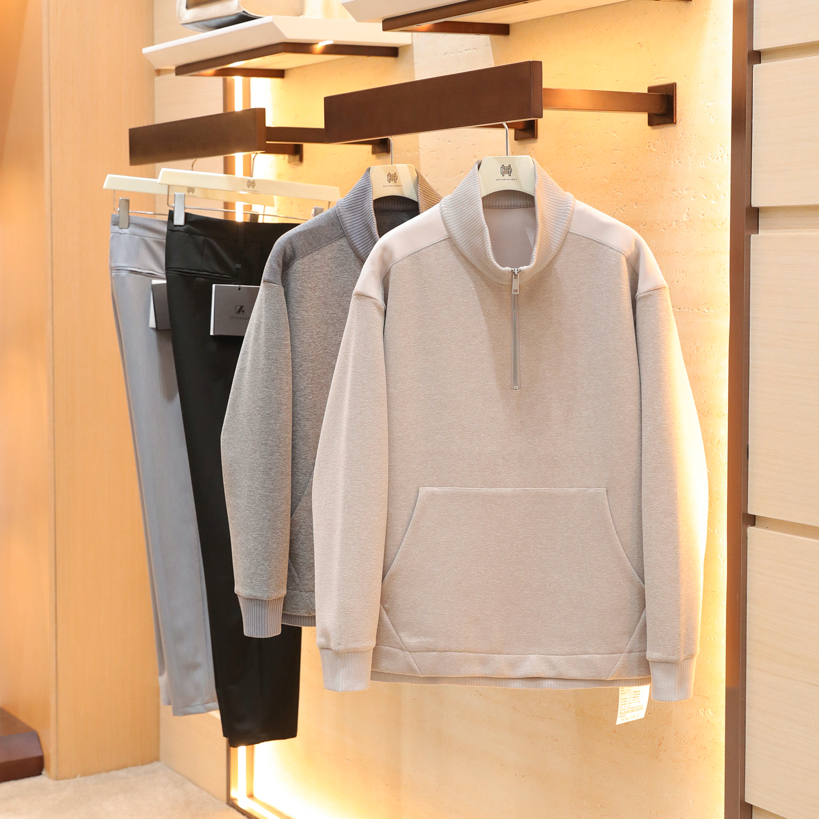 意式奢华2025秋冬新款男士高端叠穿打底空气层针织半高领卫衣1605