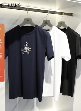 意式奢华2024夏季新款立体压胶印花短袖T恤男凉感打底上衣潮9134