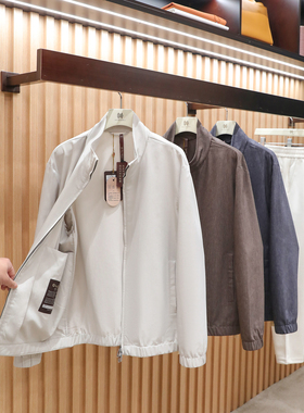2026春夏季新款高端户外亚麻混纺亲肤透气凉感立领夹克外套男2051
