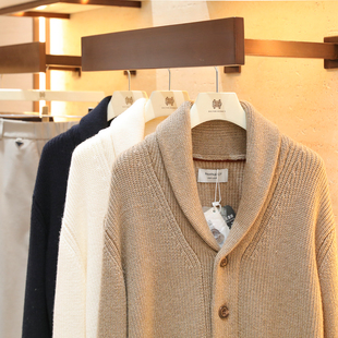 意式老钱风2025秋冬季新款男士商务休闲青果领开衫毛衣外套潮1807