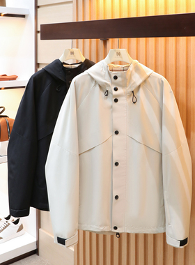 意式奢华2025秋季新款男士高端商务休闲三防连帽飞行夹克外套1304