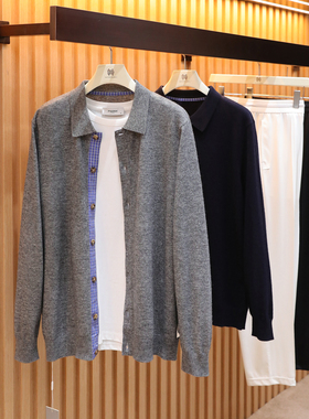 意式奢华老钱风2025秋冬季新款男士叠穿350g羊毛混纺针织开衫1491