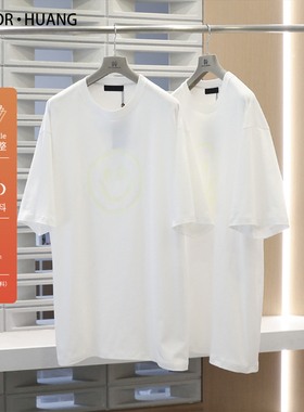 特价清仓夜光精灵 荧光笑脸 男女情侣款OS风宽松潮流短袖T恤5646