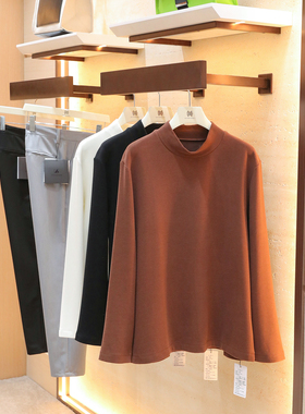 2025秋冬季新款男士内搭叠穿半高领长袖T恤弹力一体绒打底衫1744