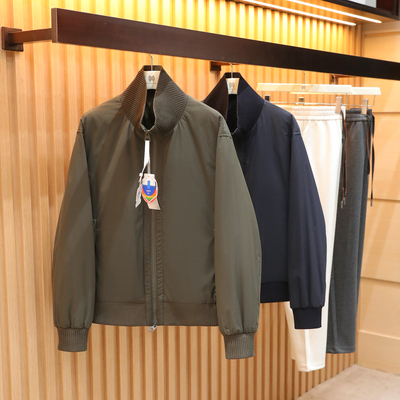 2025秋冬季新款男士高端商务休闲针织立领90白鹅绒夹克羽绒服1691