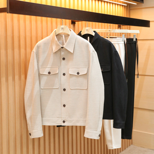 意式 新款 男士 高端100%棉商务休闲翻领夹克外套2012 奢华2026春秋季