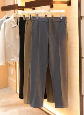 意式奢华老钱风2025秋冬季新款男士高端醋酸羊毛休闲直筒长裤1577