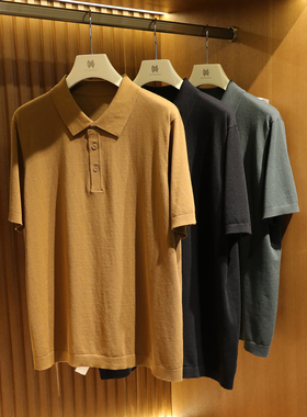 天然凉感2025夏季新款男高级感商务休闲亲肤丝麻棉针织POLO衫1079