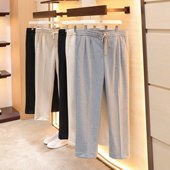 奢华2025秋季 新款 高端含醋酸羊毛混纺卫裤 意式 宽松直筒长裤 男1416