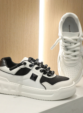 意式高奢2023秋冬时尚潮流厚底增高休闲鞋头层牛皮男士运动鞋8239