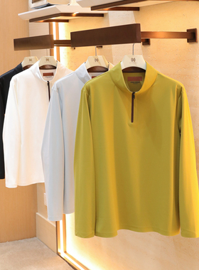 黑科技保暖纤维2025新款户外休闲长袖T恤男半拉链立领打底衫9318