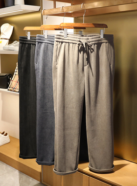 一条过冬2025秋冬季新款男士休闲灯芯绒加绒保暖阔腿直筒长裤9562