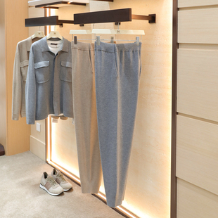 2025早秋季 男士 高端380g桑蚕丝羊毛混纺16针针织休闲套装 1228 新款