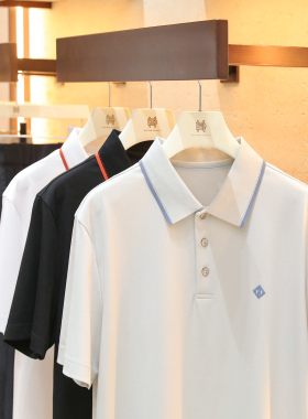 法式奢华2026夏季新款男士商务休闲撞色翻领短袖T恤polo衫潮1215