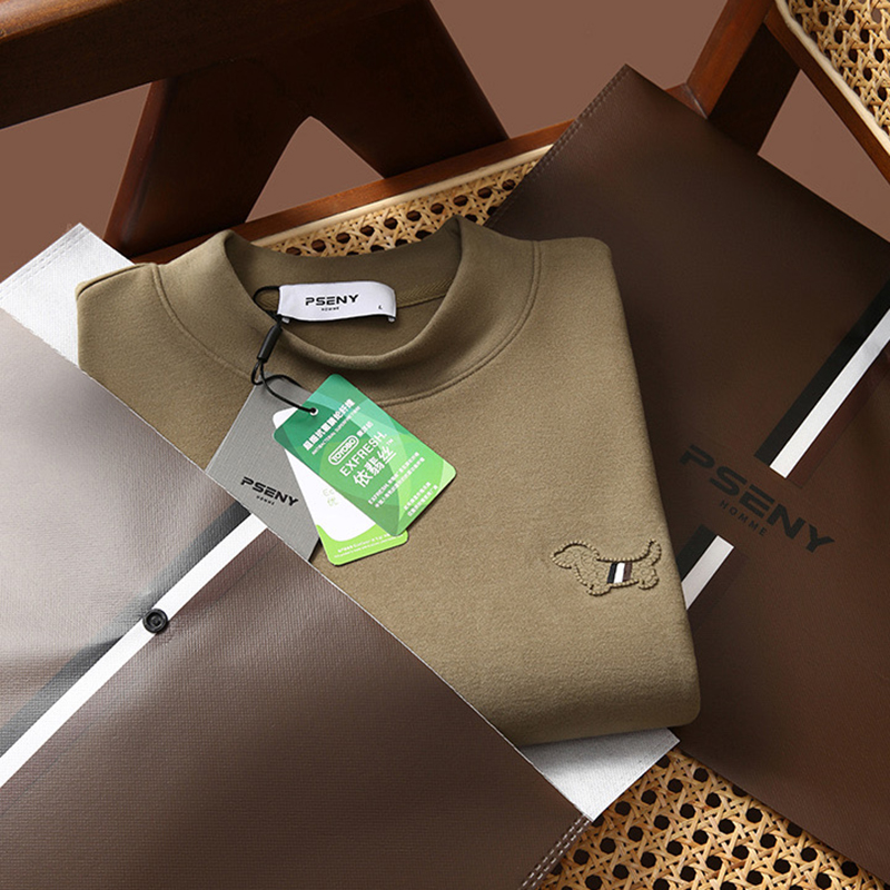 2024春秋季新款男士休闲刺绣长袖T恤冬装叠穿内搭打底衫卫衣9494