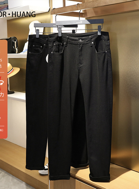 意式奢华小黑牛2024春季新款男商务高端弹力长绒棉直筒牛仔裤8887