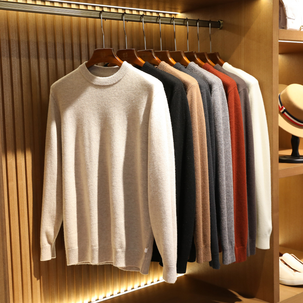 加厚430g2025早春新款男100%精纺绵羊毛针织衫秋冬季叠穿毛衣9717