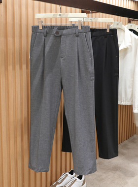 意式奢华2026春季新款男士户外高级感含绵羊毛混纺休闲小西裤2076