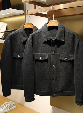 腔调感十足2025早春新款男士商务休闲极简风廓型翻领羊毛外套9727