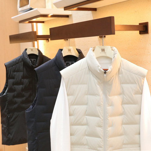 2025秋冬新款叠穿男士轻盈保暖户外商务休闲压胶立领羽绒马甲1651