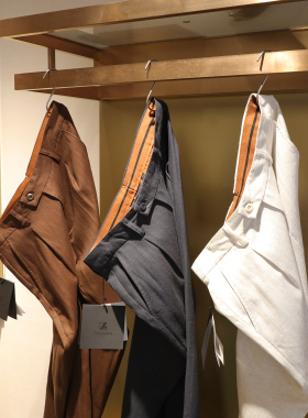 意式奢华2025春夏季新款户外商务休闲凉感天丝亚麻混纺长裤男1049