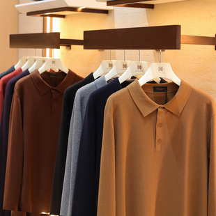 意奢老钱风2025秋冬新款男士叠穿480g羊毛混纺针织长袖POLO衫1373