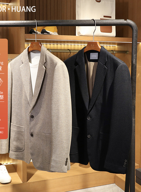 都市通勤2024春秋季新款高级感醋酸羊毛针织西装商务休闲西服9323