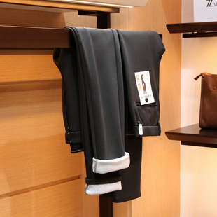 2025秋冬季新款男士行政风西裤商务休闲长裤子加绒弹力小黑裤1624