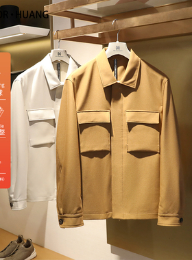 意式奢华2025早春新款男士户外高端天丝醋酸羊毛混纺夹克外套9815