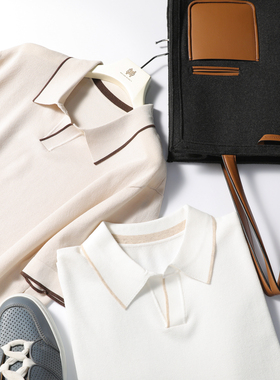 2025夏季新款男士高端商务休闲莱赛尔棉混纺海鸥领针织POLO衫1138