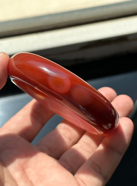 纯天然精品老坑玛瑙实肉料象形玛瑙手镯口径64mm象形8字