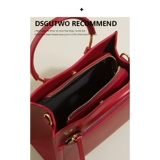 Красная вместительная и большая сумка через плечо для невесты, из натуральной кожи