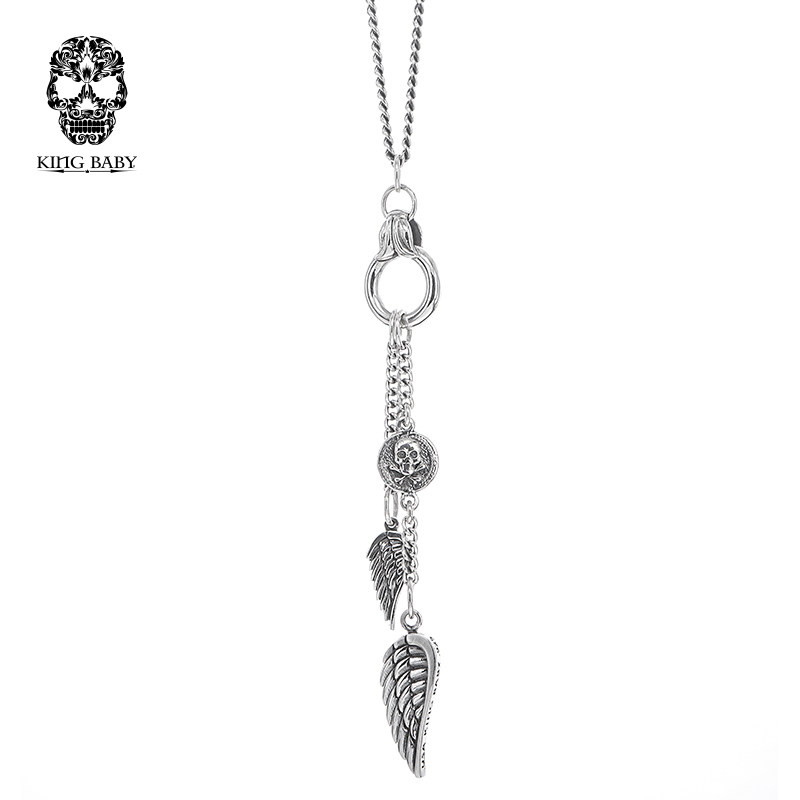 king baby经典羽翼双翅膀项链羽毛挂坠摇滚嘻哈时尚潮流ins风礼物