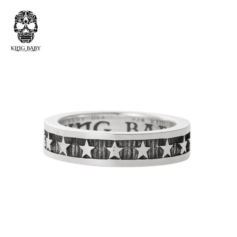 KING BABY星星联排戒指925银哥特摇滚嘻哈潮流ins风女戒欧美个性