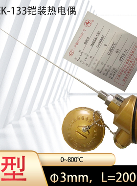 上仪WREK-131铠装热电偶 快速响应 E型133测温探头3mm 温度传感器