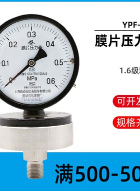 上海 YPF-100B法兰膜片压力表YPF-150B-F不锈钢 IP64防护2.5级