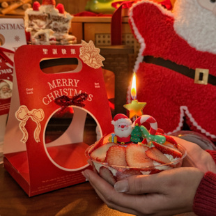 抱抱酱原创版权红色圣诞蛋糕盒草莓蛋糕盒包装盒圣诞老人蛋糕盒