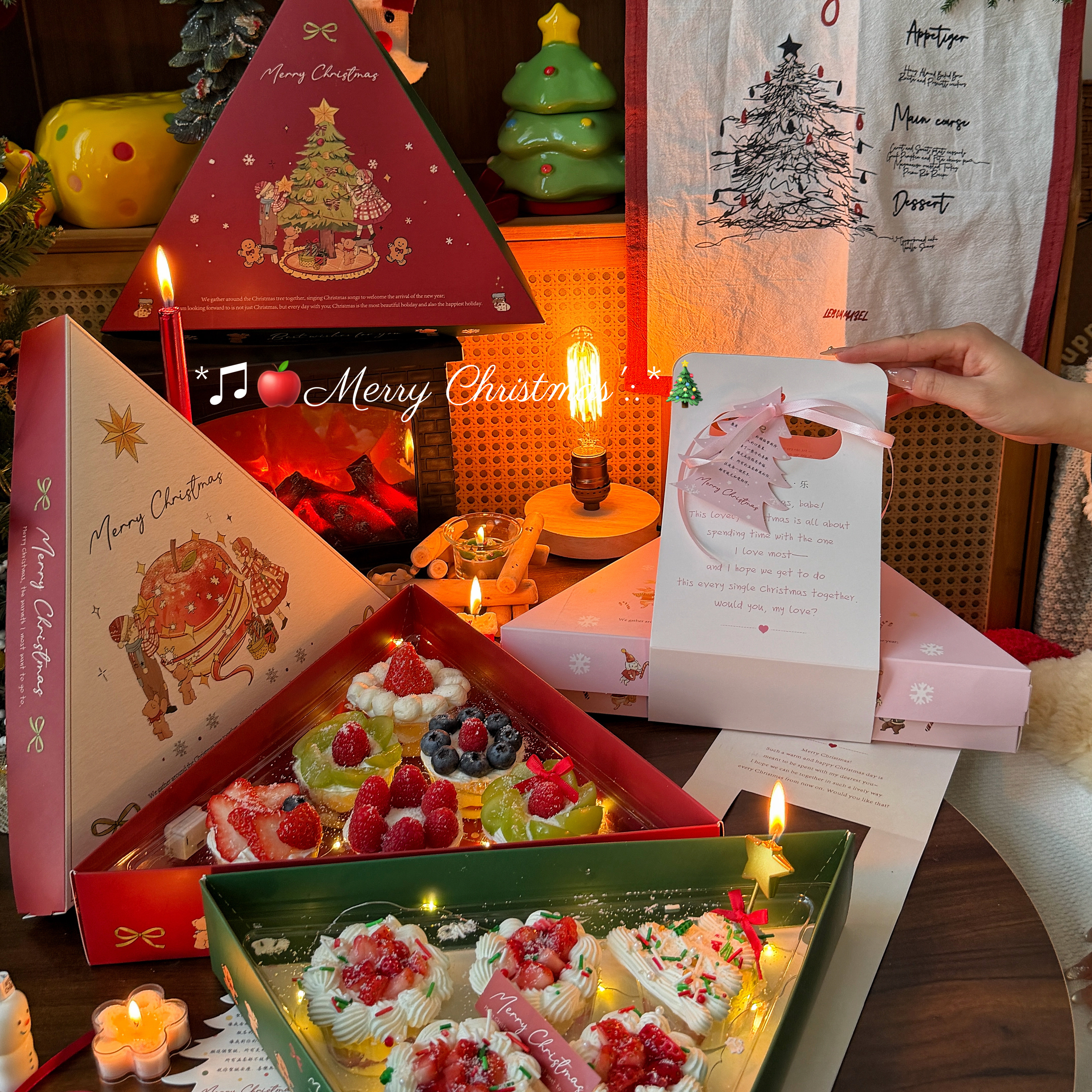 抱抱酱原创版权圣诞树苹果三角蛋糕盒甜品盒圣诞蛋糕装饰包装盒,厨房/烹饪用具,点心包装盒/包装袋,淘宝优惠券,粉丝福利购,淘宝优惠卷