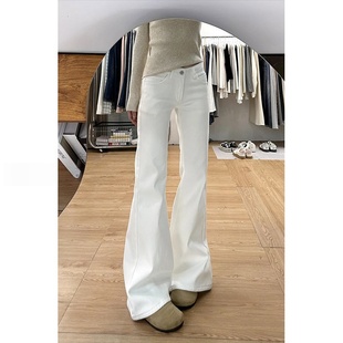 长裤 白色喇叭牛仔裤 胖mm显瘦高腰喇叭马蹄裤 大码 子 女春秋2026新款