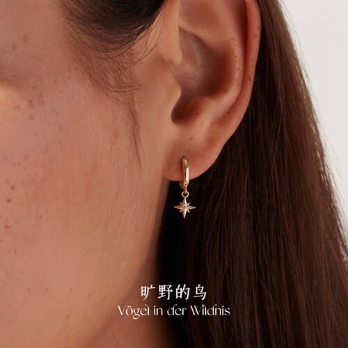 Vögel「八芒星」吊坠耳环金色耳圈式耳坠星星小众高级秋冬耳饰女